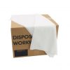 Pack of 100 white disposable shower towels in clear plastic packaging, ideal for hygiene use in decontamination areas.
