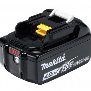 Image of the Makita BL1840B, an 18V 4.0Ah LXT Lithium-ion Battery, model 197265-4. This high-capacity battery features a sleek, compact design in black and teal, reflecting Makita's signature color scheme. It includes an integrated LED battery charge level indicator, allowing users to monitor charge status easily. Engineered for long life and fast charging, it's compatible with a broad range of Makita's cordless tools, offering extended run time for demanding applications. Ideal for professionals requiring reliable power for their Makita tools